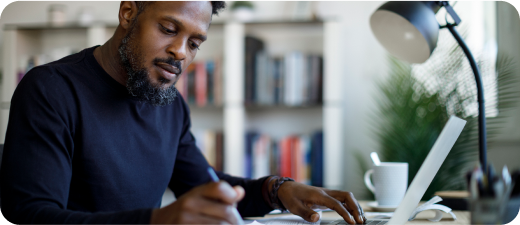 A man working at his desk.