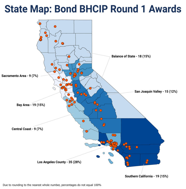 Map of Bond BHCIP Round 1: Launch Ready Projects